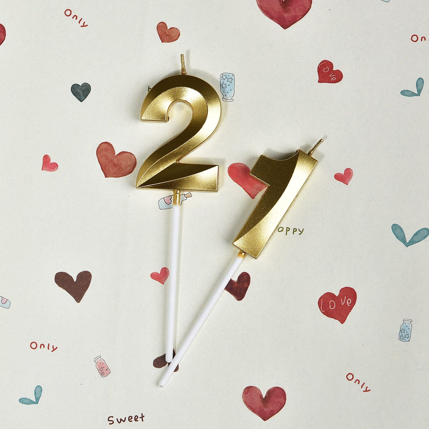 21st Birthday Candles,Gold Number 21 &12 Cake Topper for Birthday Decorations Party Decoration