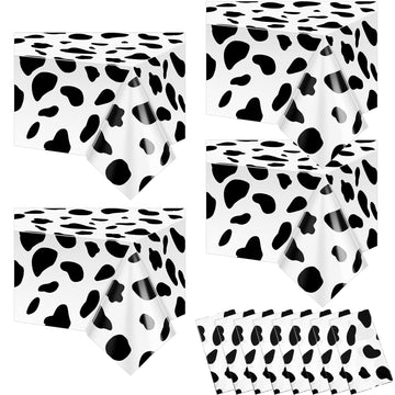 Maitys 12 Pcs Cow Tablecloth 54 x 108 Inch Cow Table Cloths for Parties Cow Tablecloth Cow Party Supplies Disposable Plastic Rec