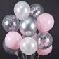 Partywoo Pink Balloons Set, 60 Pcs Pink And White Balloons, Silver Metallic Balloons, Silver Confetti Balloons, Party Balloons, Latex Balloons, Birthday Party Decorations, Pink Party Decorations