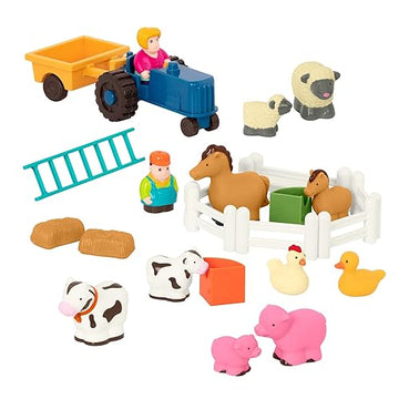 Battat Farm Animal Play Set - 25 Toy Animals, Fences, Tractor, 18 Months+, Multi