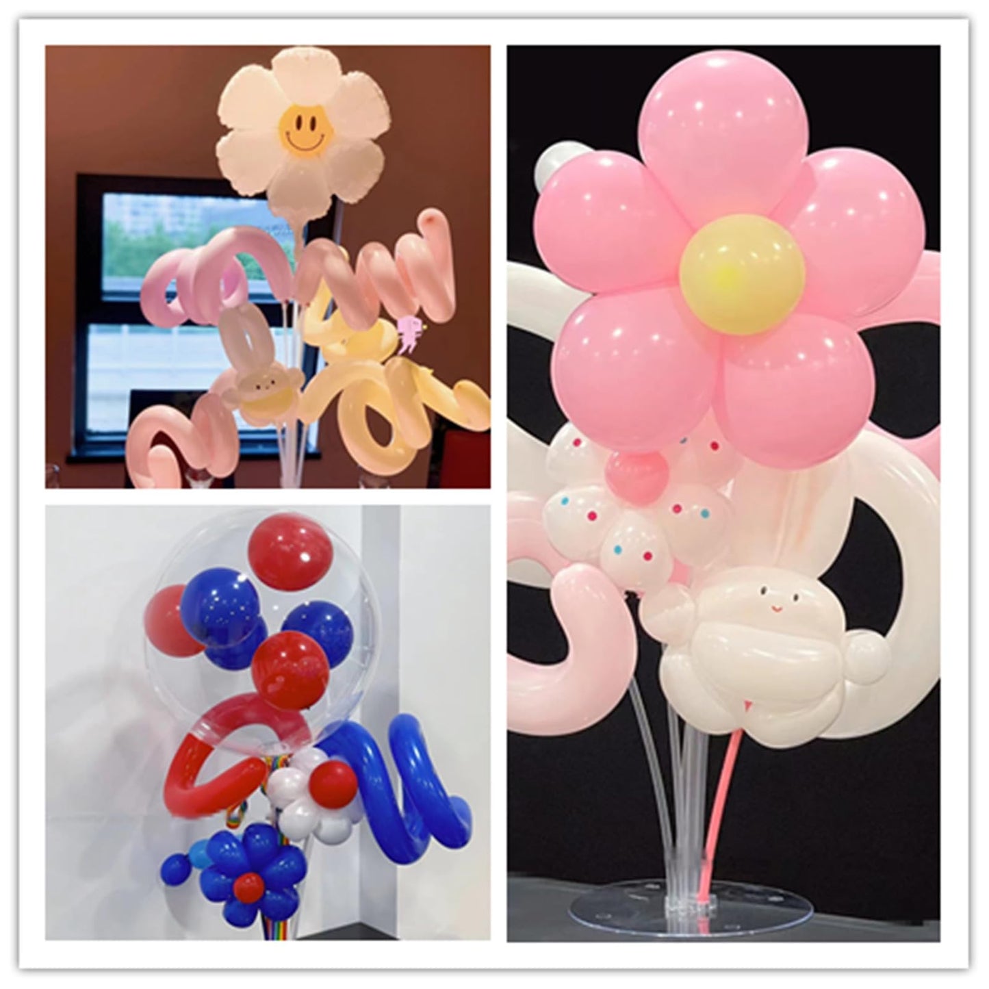 Jiesky 4Pcs 28'' Balloon Stand Kits, Pvc Tabletop Holder For Graduation, Baby Shower, Wedding Decorations