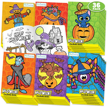 Artcreativity Halloween Coloring Books For Kids - 36 Pack Mini Coloring Book - Halloween Non-Candy Treats - Goodie Bag Filler - Boo Basket Stuffers Halloween Party Favors - Halloween Gifts For Kids