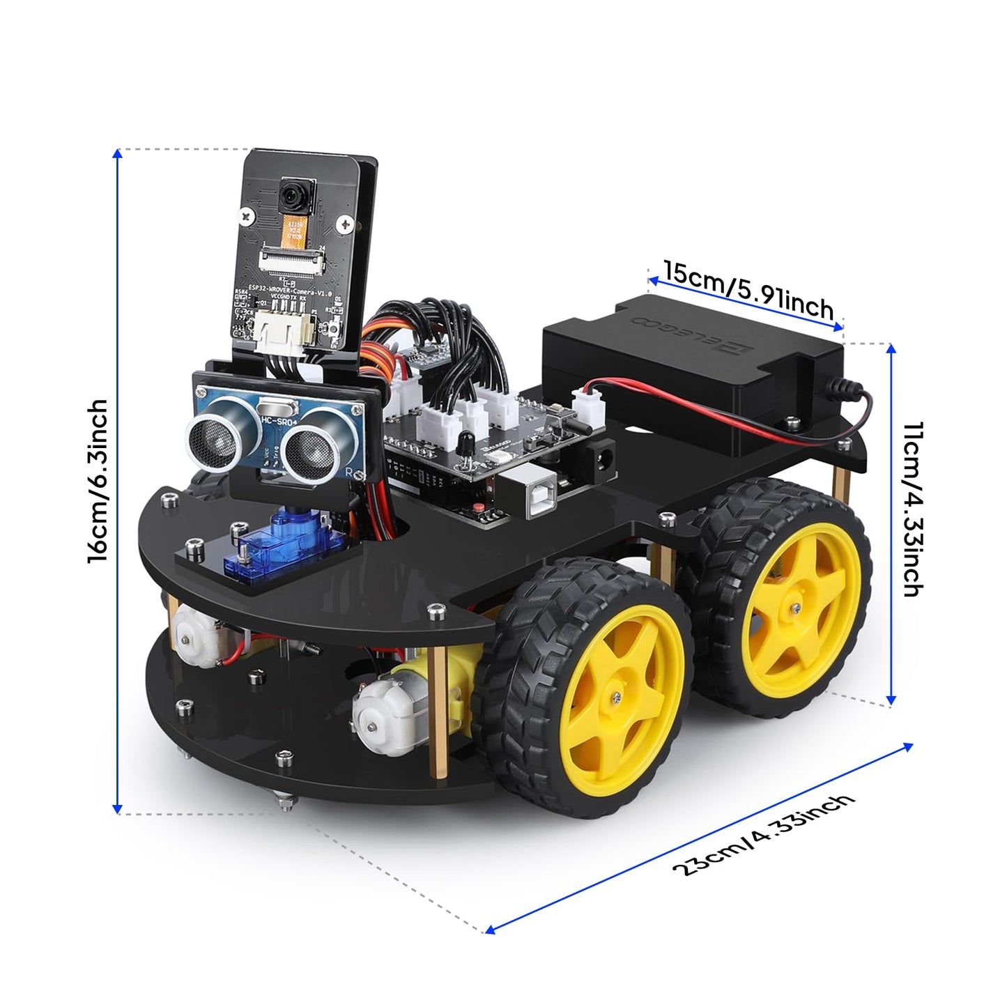 ELEGOO UNO R3 Smart Robot Car Kit V4 for Arduino - STEM Robotics for Kids Ages 8-16, Acrylic, Robot Car V4, Model US-EL-KIT-012