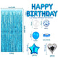 Morofme Blue Birthday Party Decorations Set With 38Pcs Balloons, Confetti, Foil Balloons, Fringe Curtains For Unisex Blue Themed Events