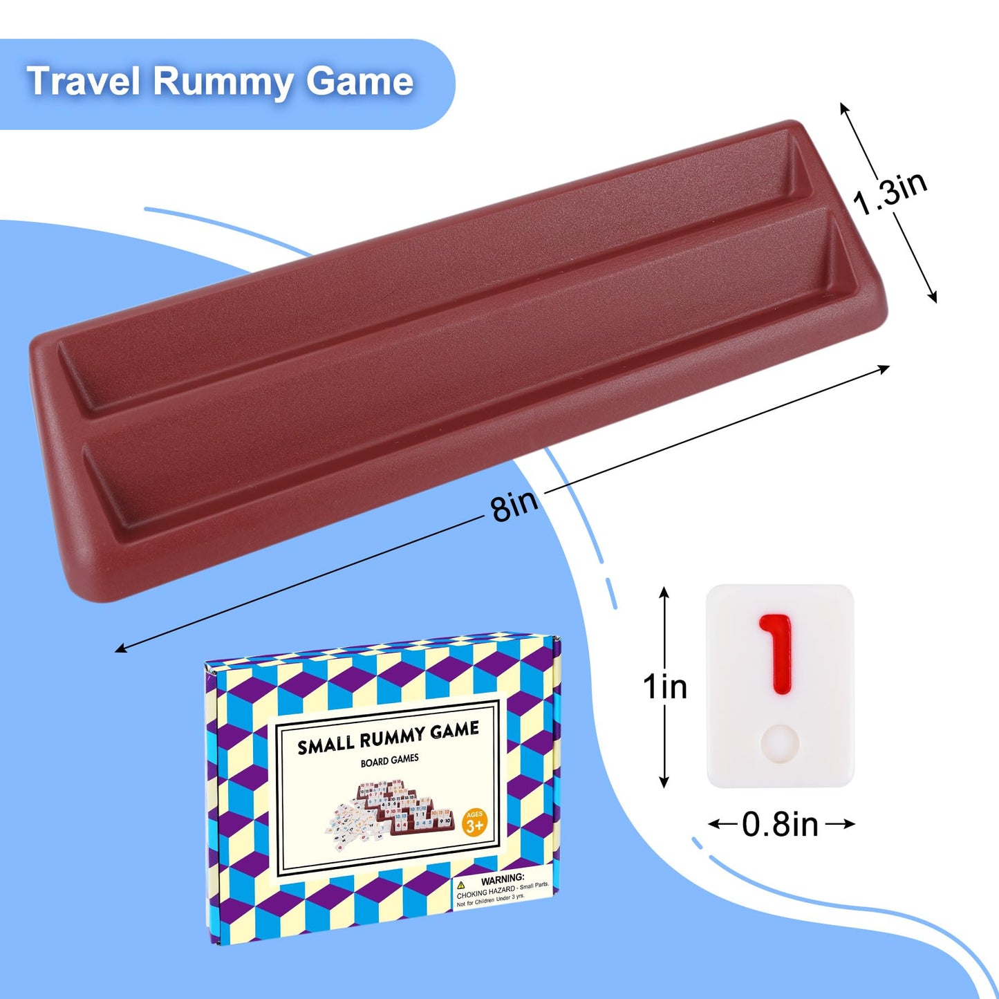 Offelec 106 Rummy Tiles Game with 4 Double Tiles Holders/Trays  Travel Size Rummy Cube Set  Classic Mini Rummy Game for mature-themed Kids and Family  2-4 Palyers