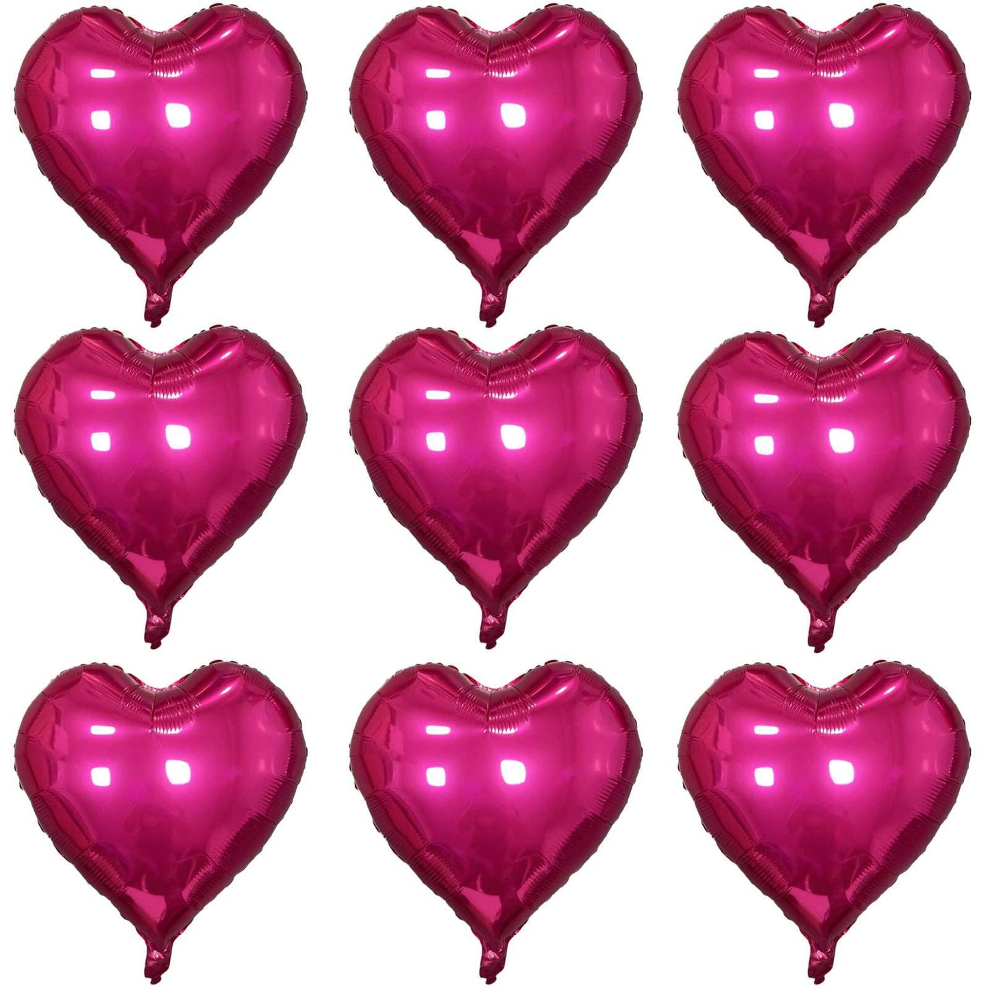 Lovoir 10 Pcs Vibrant Pink Heart Shape Foil Mylar Balloons 18 Inch Love Balloons For Valentine'S Day Birthday Party Decorations