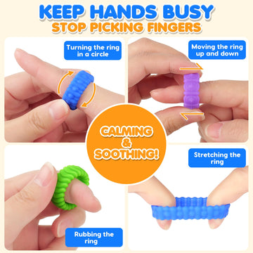 Fidget Toys Sensory Rings For Kids: 18 Pack Silicone Fidget Rings For Autism Kids – Small Fidgets For Classroom – Sensory Toys For Kids Autism Calming