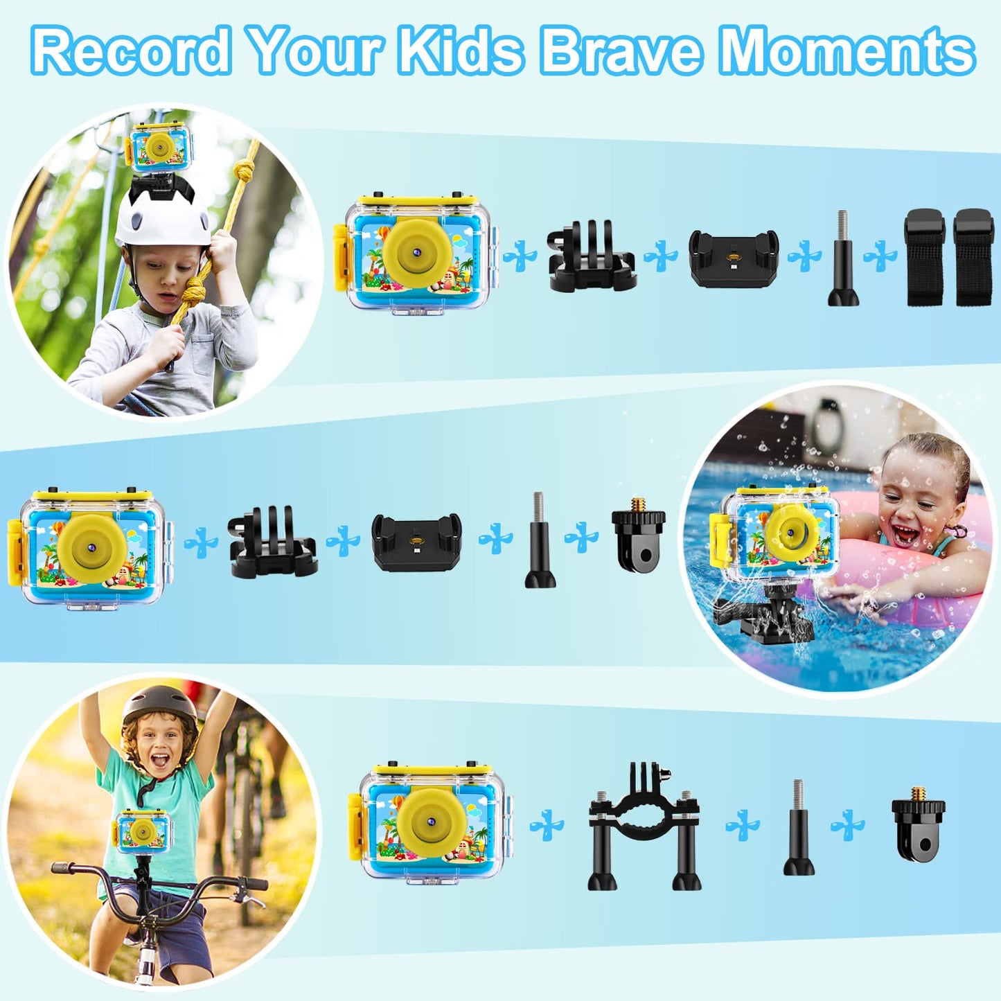Gktz Kids Waterproof Camera - Underwater Camera Birthday Gifts For Girls Boys Children Digital Action Camera With 32Gb Sd Card,