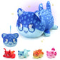 2-PCS ? Whale Cat Plush + Plush Keychain - Under The Sea Cat Collection - 100% Embroidered Plushie - Cat Stuffed Animal Collecti