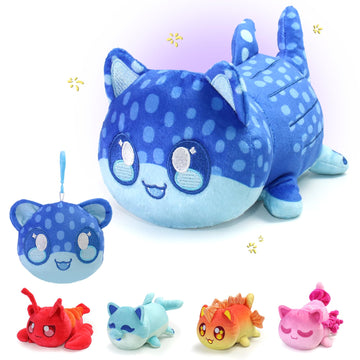2-PCS ? Whale Cat Plush + Plush Keychain - Under The Sea Cat Collection - 100% Embroidered Plushie - Cat Stuffed Animal Collecti