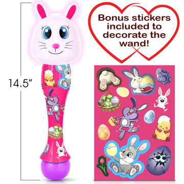 Artcreativity Easter Bunny Bubble Wand, Easter Basket Stuffers For Toddler, 14' Light Up Automatic Bubble Maker With Led & Music, Basket Essentials & Toys For Toddlers, Bubbles For Kids