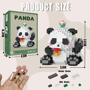 Mjddja Mini Building Blocks- Waving Panda, Party Favors- Micro Blocks Panda Toy For Kids 6 7 8 9 10+, Mini Blocks Building Sets