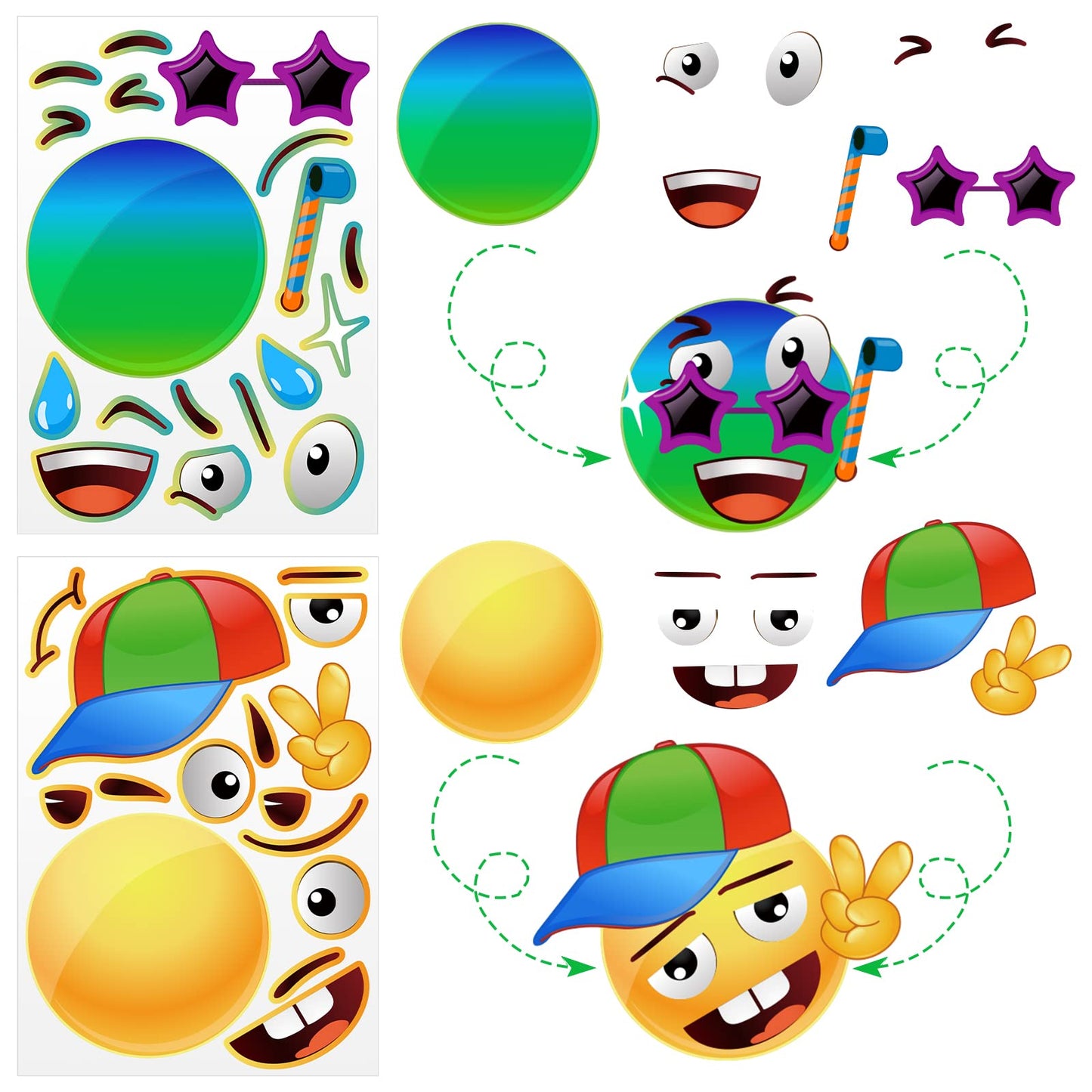 48 Piece Make a Face Own Stickers - Stickers for Kids Your Own Face Craft Reward DIY Birthday Party Supply with 8 Designs