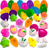 stargo 12 Pack Colorful Prefilled Easter Eggs with Mini Plush Toys Bright Plastic Easter Eggs Filled, Basket Fillers for Kids, T