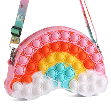 Goheyi Pop Shoulder Purse Fidget Toys Bag For Girls And Women, Rainbow Clouds Pop Shoulder Bag, Easter Gifts Sensory Silicone Fidget Backpack Toy For Adhd Anxiety Stress Relief