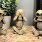 Ebros Gothic Alchemy Whimsical See Hear Speak No Evil Baby Skeletons Statue Set Of Three 4.25' High Halloween Decor Ossuary Graveyard Macabre No Evils Skulls Skeletons Skeletal Figurines