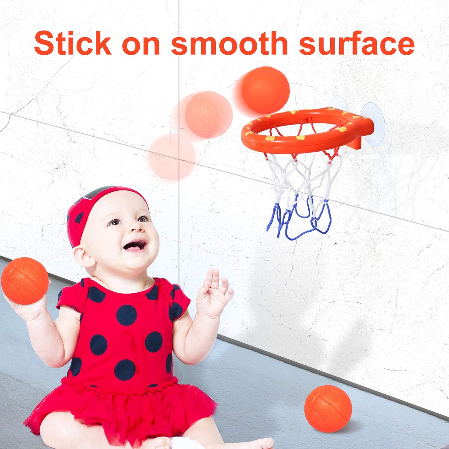 Zoordo Bath Toys Bathtub Basketball Hoop Balls Set For Toddlers Kids With Strong Suction Cup Easy To Install,Fun Games Gifts In