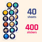 40 Sheets - Space Planet Stickers For Kids - 400 Stickers, 1.5''