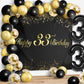Happy 33Nd Birthday Balloons Black Set Decor - Cheers To 33 Years Old Party Theme Garland Banner Backdrop Decorations For Women