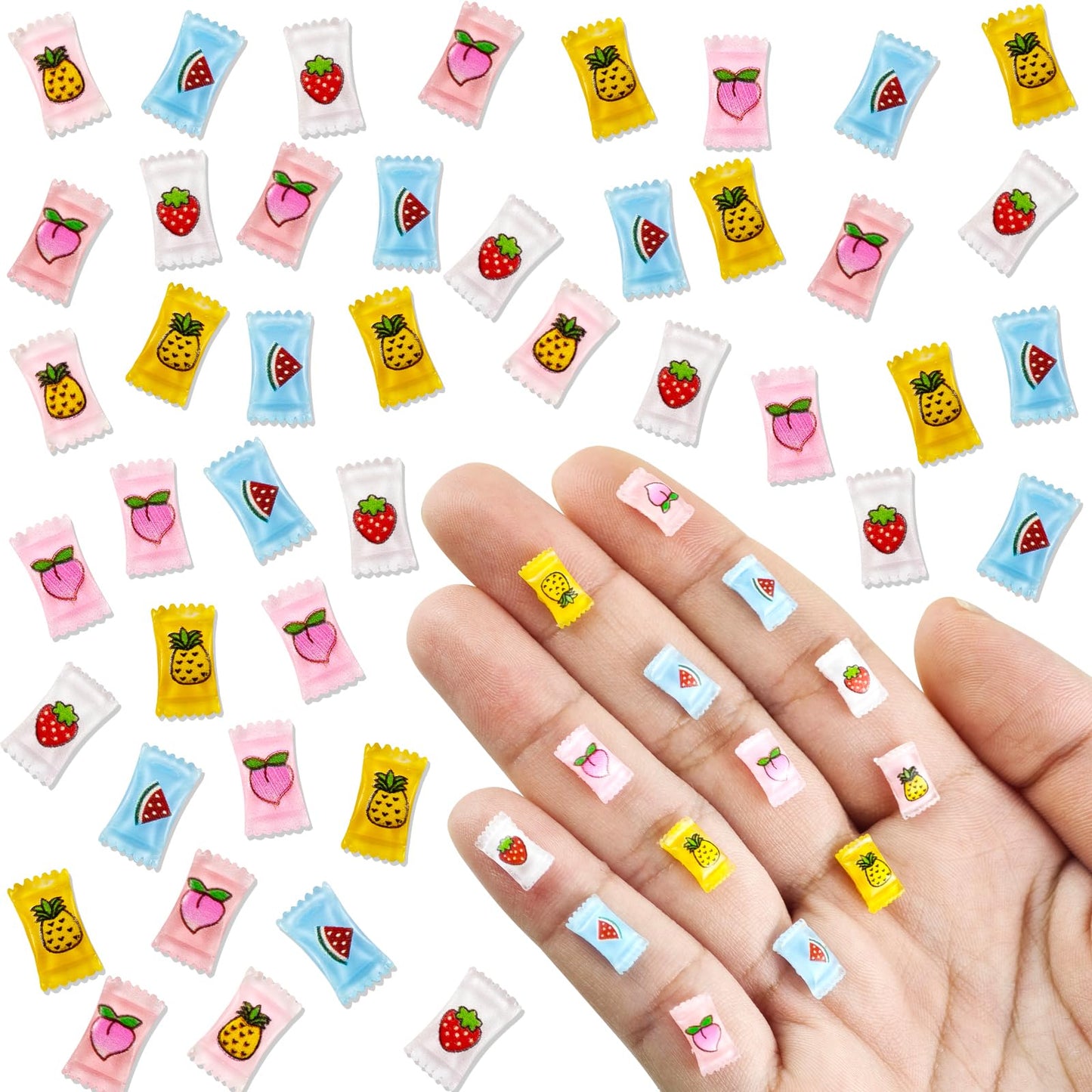 WOZADU 200 PCS Mini Resin Candy Figures for Crafts Tiny Resin Snack Miniature Things for Dollhouse Fairy Garden Micro Landscaping Decoration Cake Toppers Decor