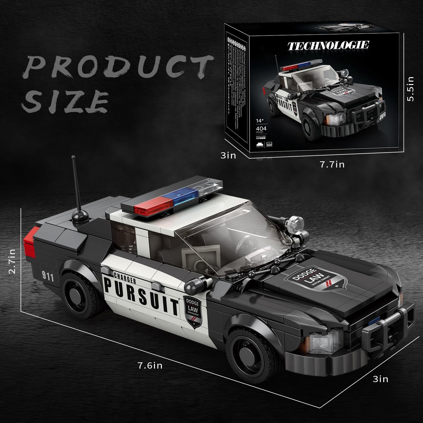 Police Car Toy Building Blocks Kit, Compatible With Lego Cars, Speed Champions Car Building Set Toys, Gift For Adults, Teens And