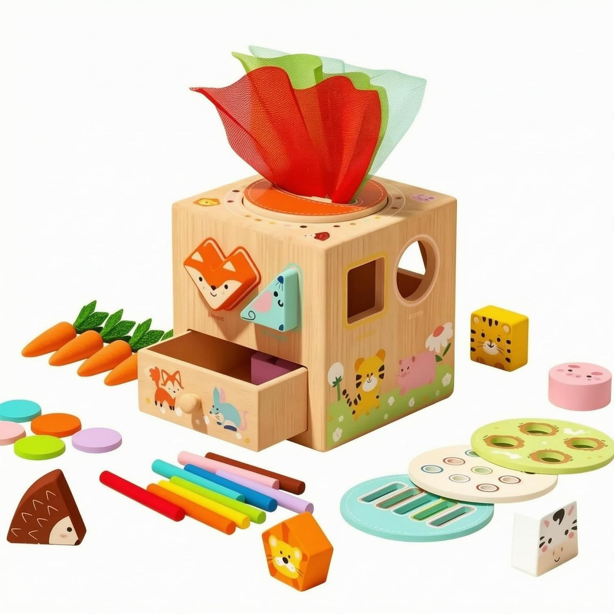 Snappsy Fine Motor Skills HandsOn Learning Activity Cube Educational Wooden Activity Cube For Toddlers, Children, Preschool, Mw