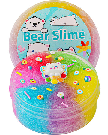 Bear Rainbow Snow Fizz Slime, Good Stretchy & Non-Sticky Crunchy Slime, Slime Party Favors For Kids, Slime Sensory Toys, Girls G