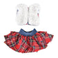 Yamaso Santa Clothing For Doll (Fluffy Vest+ Plaid Skirt + Bathrobe)