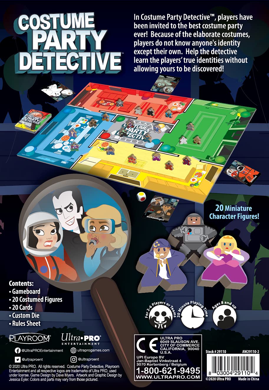 Ultra Pro Costume Party Detective Board Game for All Ages - Engaging Family Fun, Model 247527