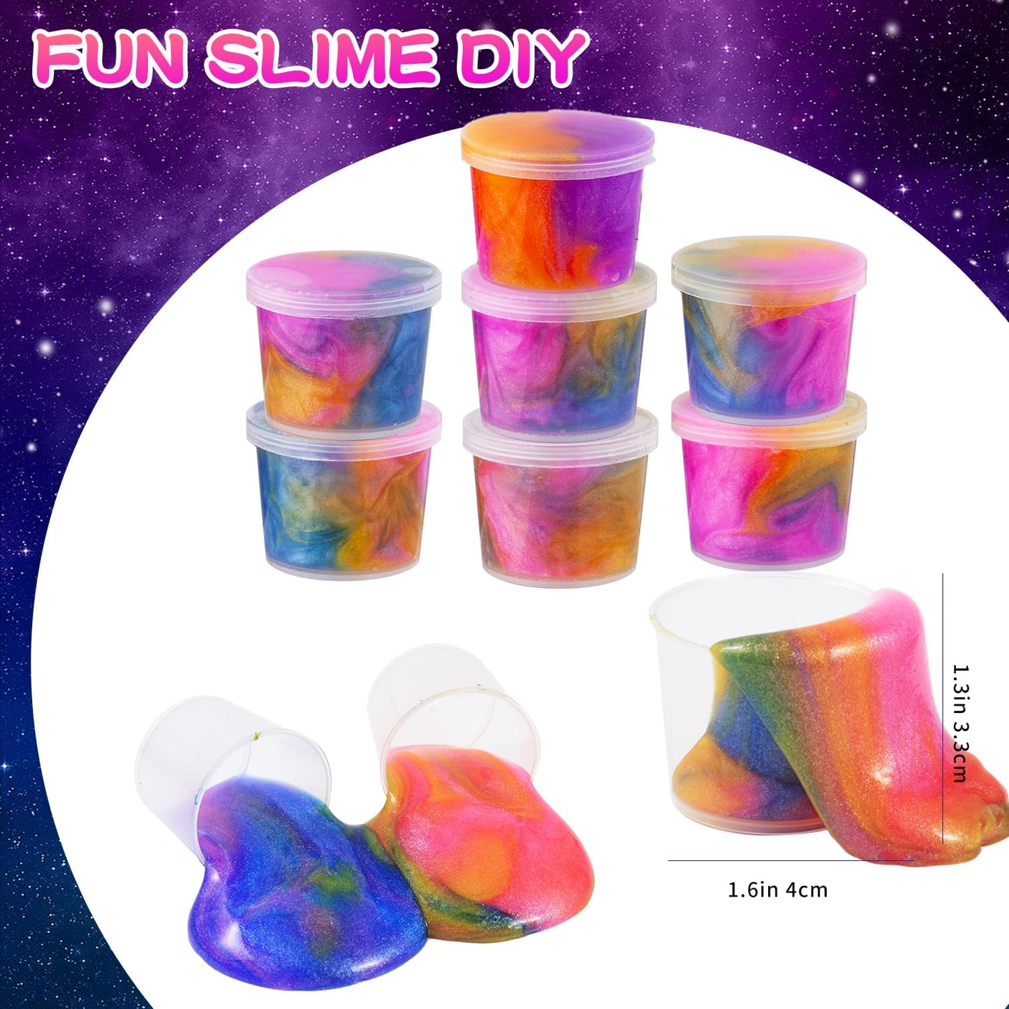 40 Packs Galaxy Slime, Party Favor For Kids Girls & Boys, Adults, Non Sticky, Stress & Anxiety Relief, Wet, Super Soft Sludge To