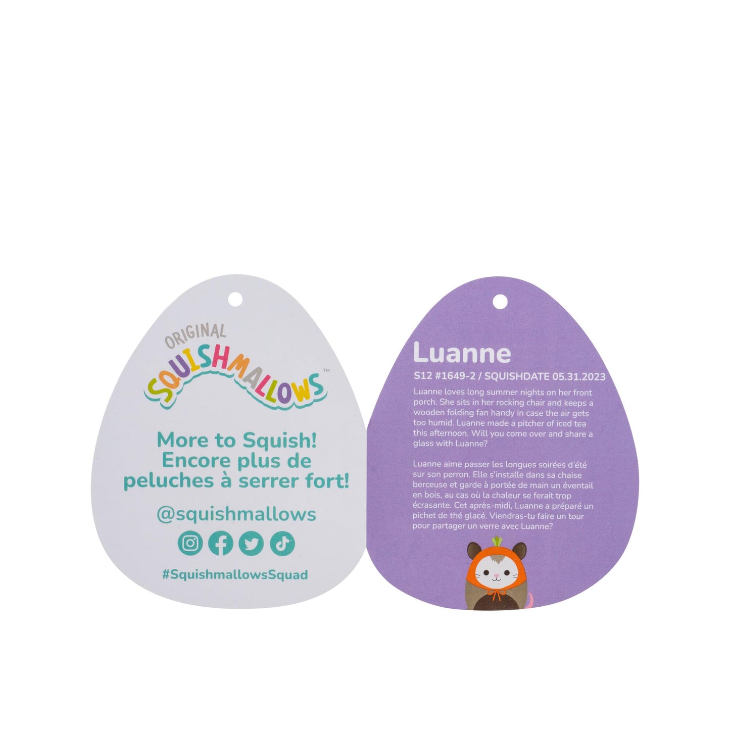 Squishmallows Original 12-Inch Luanne Grey Opossum With Carrot Hat - Official Jazwares Plush