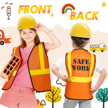 Satinior 24 Pieces Construction Worker Costume Role Play Set Including Construction Vest And Hat Birthday Party Costume Supplies For Dressing Party