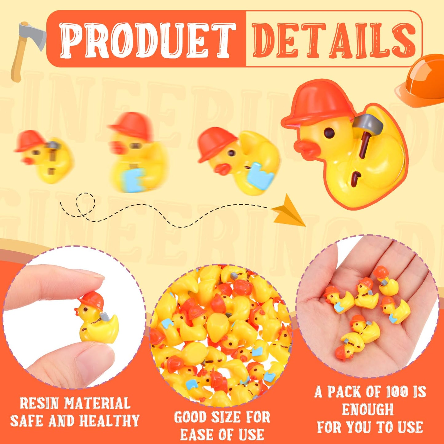 VioraWhite 50 Set Pcs Themed Ducks Mini Resin Ducks Figures Tiny Resin Figures Party Favors Party Decorations for Crafts Making