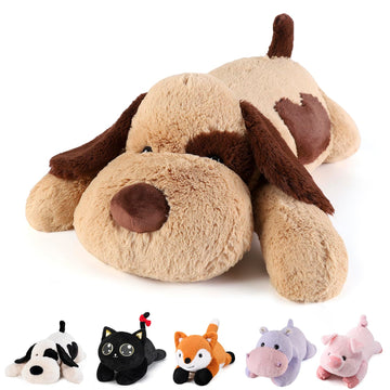 Meowtastic Brown Dog Weighted Stuffed Animals - 28 Inch 5.0 Pounds Weighted Plush Dog Stuffed Animals - Large Stuffed Dog Weighted Plush Pillow - Cute Plush Toys Gifts For Kids & Adults (28' 5.0 Lbs)