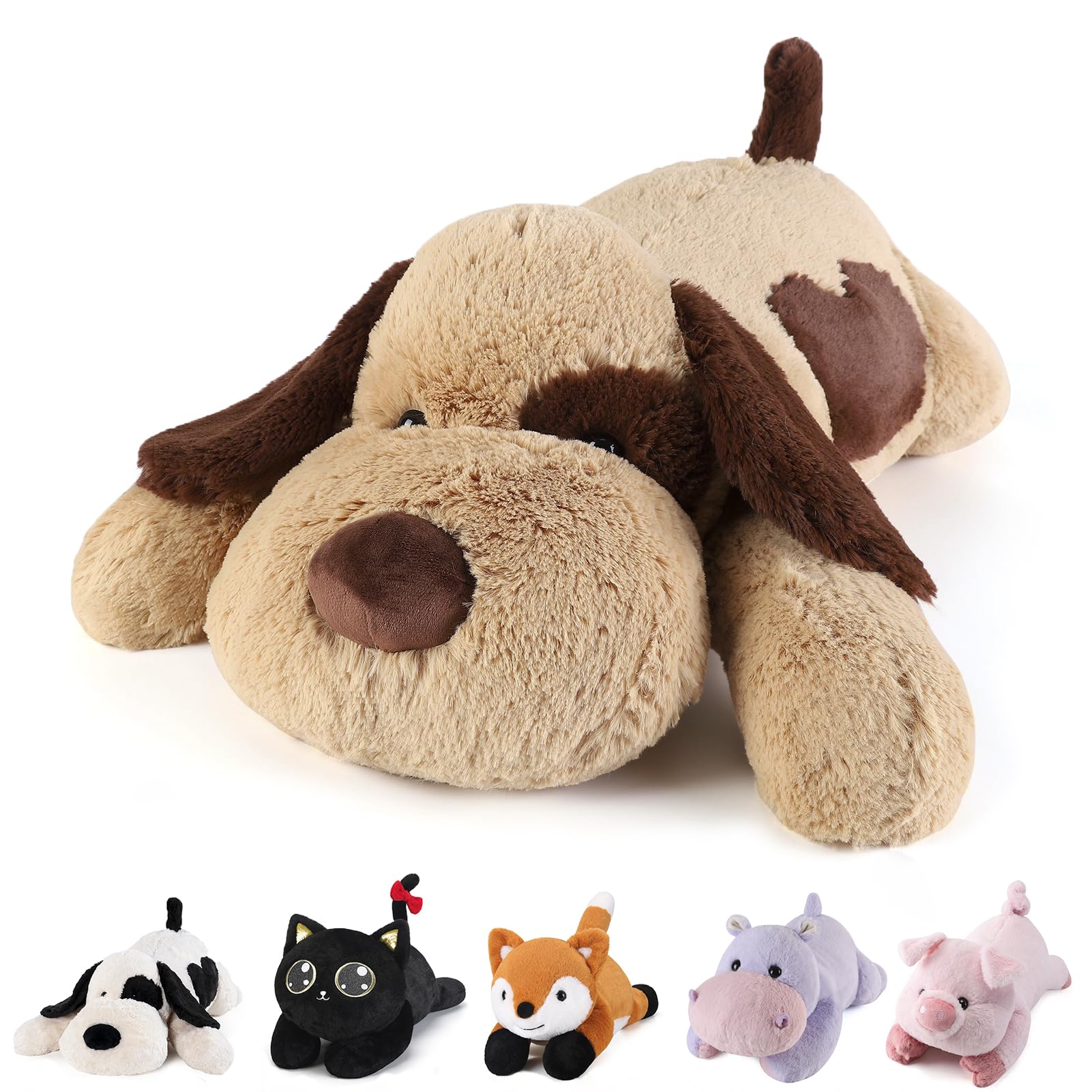 Meowtastic Brown Dog Weighted Stuffed Animals - 22 Inch 4.5 Pounds Weighted Plush Dog Stuffed Animals - Big Stuffed Dog Weighted Plush Pillow - Cute Plush Toys Gifts For Kids & Adults (22' 4.5 Lbs)