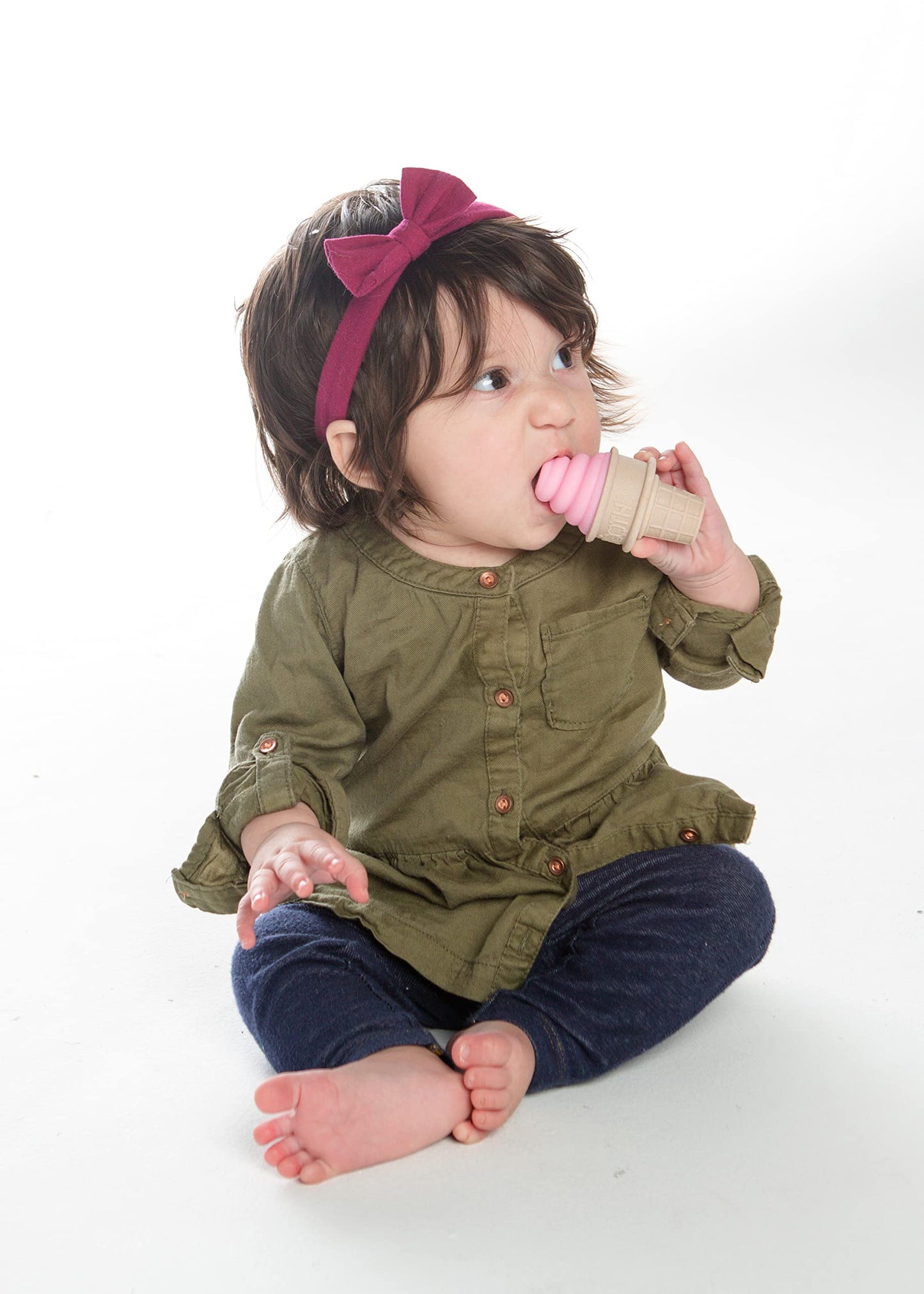 Sweetooth Ice Cream Cone Shaped Baby Teether - Pretty Pink