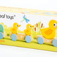 Tender Leaf Toys - Pull Along Ducks - Classic Wooden Pull Along Toy - 9Pc Duck Family Set With 1 Mother Duck, 2 Baby Ducks, 3 Eggs And 3 Cars - Encourages Number Learning - 18Mths+