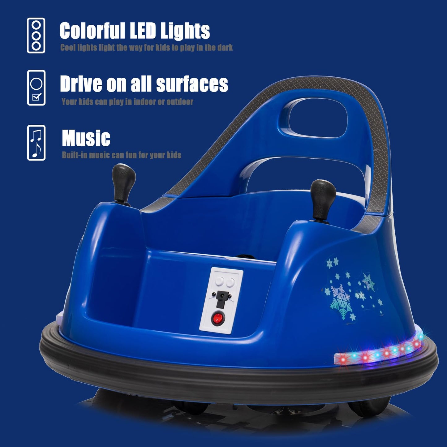 FINITO 12V Ride On Electric Bumper Car for Kids with Remote Control, 360 Degree Spin, LED Lights, Music, Safety Belt for Age 3+