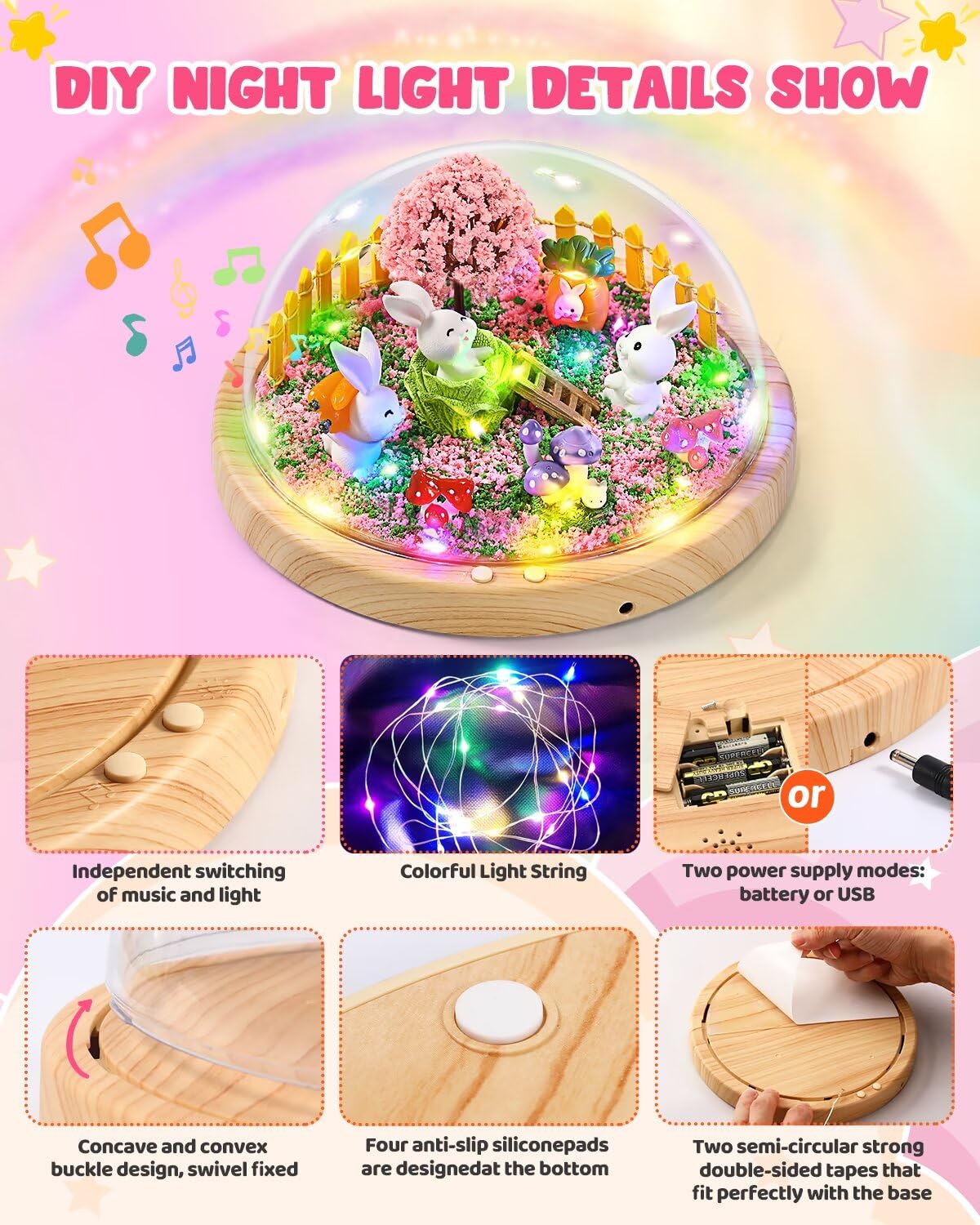 Laclun Bunny Toys for Girls - Make Your Own Rabbit Night Light, Large Plastic, New Cute Rabbit, Ideal for Ages 3-10, Gifts & Crafts
