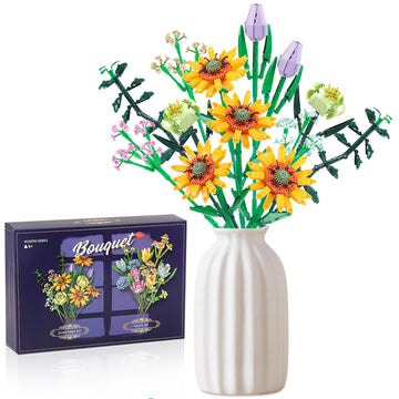 Chodia Flower Bouquet Building Blocks Sunflower Botanical Collection Bricks Sets Creative Toys Kits Mother's Day Birthday Aniver