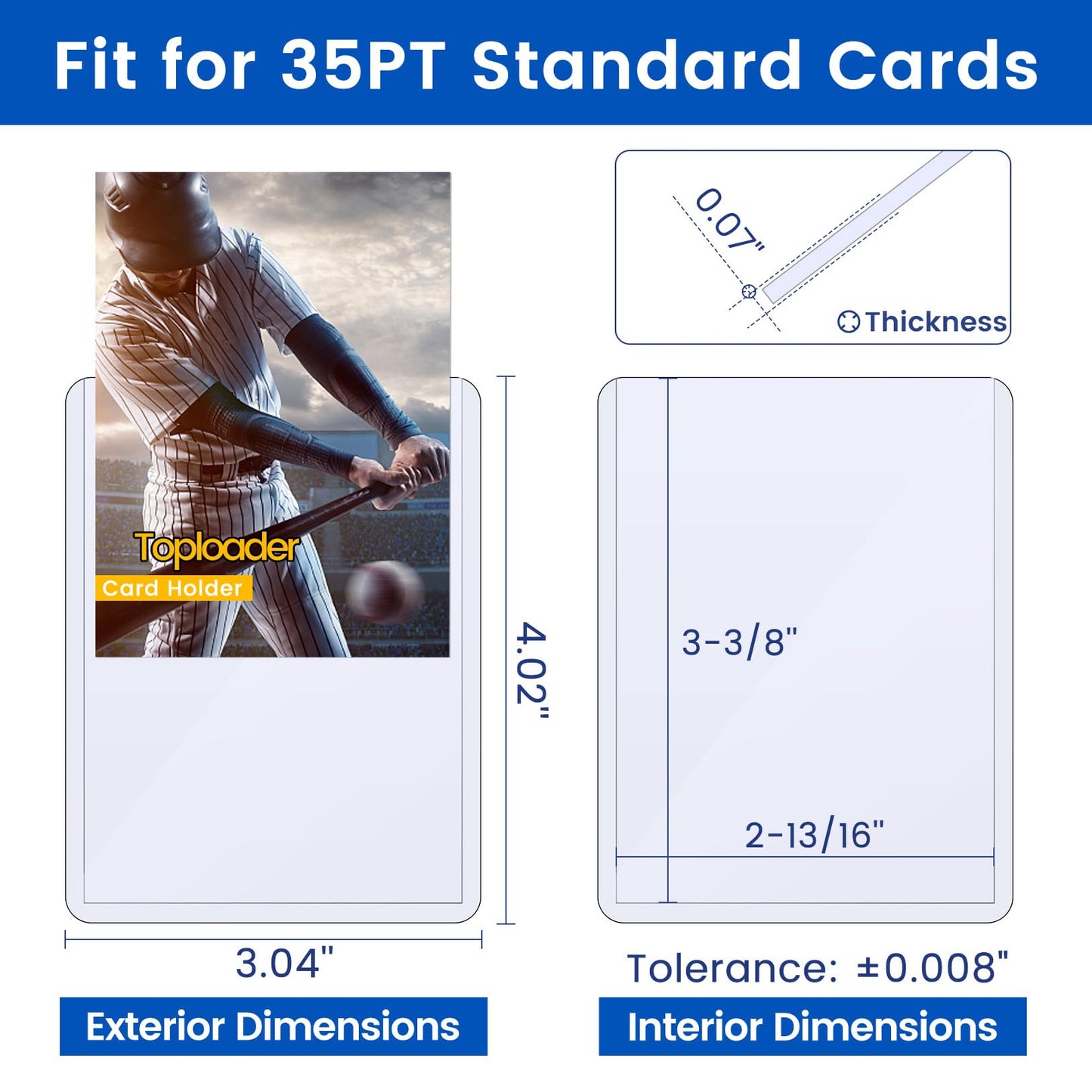 300 Card Sleeves Top Loaders for Cards  Sooez enhanced 35PT 3X4 Baseball Card Protectors Hard Plastic Toploaders  Card Holder for Trading Sports Football Cards(100 Top loaders + 200 Penny Sleeves)