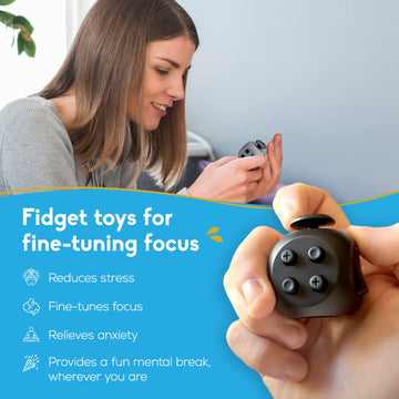 Pilpoc Thefube Fidget Cube, 6-Sided Stress Relief & Focus Toy For Adults & Kids, Boosts Concentration, Mindfulness Aid, Silent & Audible Modes, Includes Carry Case For Portability (Midnight Sapphire)