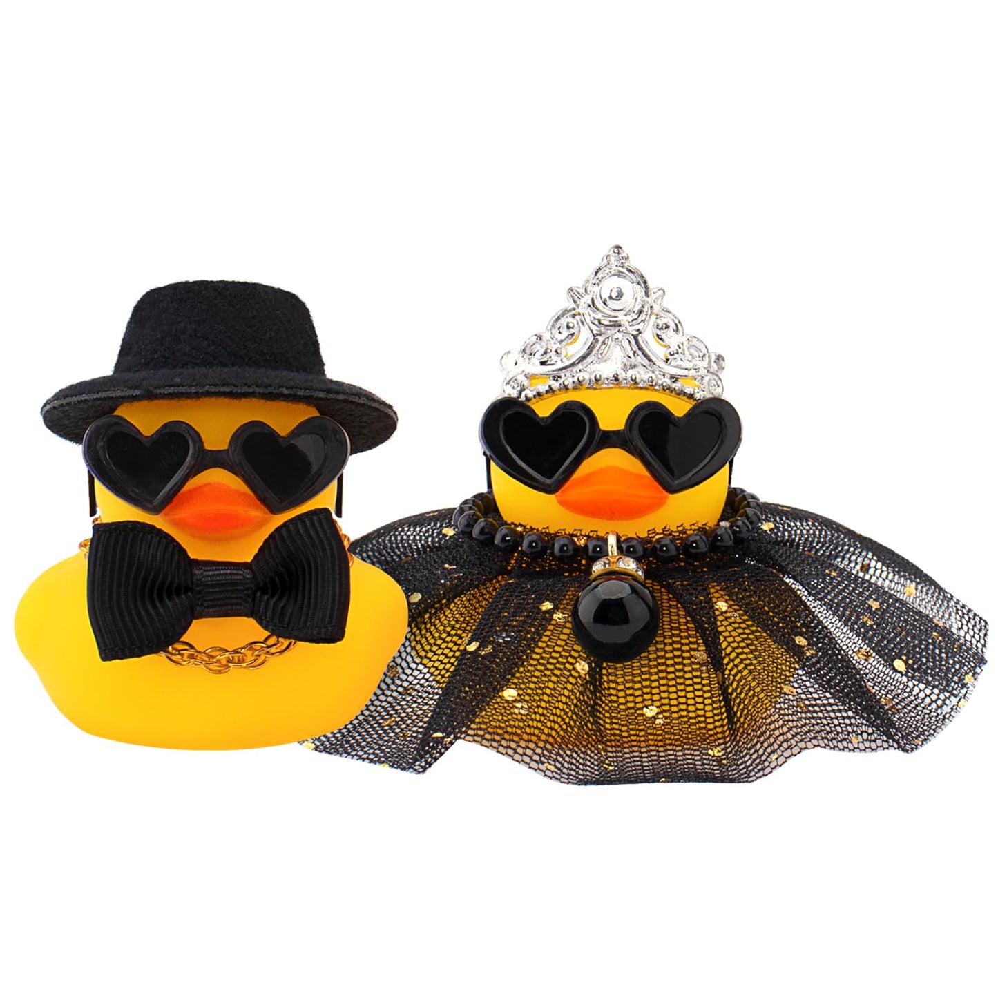 wonuu Pair Set of 2 Wedding Rubber Ducks  Bride Groom Duckies Marriage Rubber Duck Mini Couple Ducky for Ceremony Gift Souvenir Marry Blessings Elegant Heartwarming Present  Black