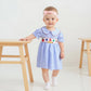 Toddler Girl Back To School Clothes Embroidery Smocked Dress Doll Collar Sundress First Day Of Pre Kindergarten Outfit (Abc Appl