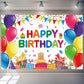 DIZHI Happy Birthday Backdrop Banner 7x5ft Vinyl Multicolor Party Decorations for Kids - DZ-22083102