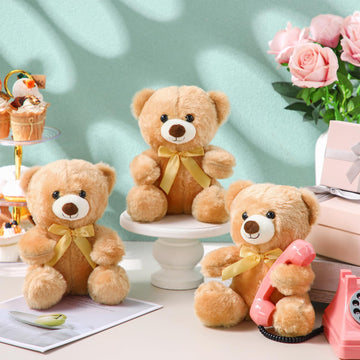 Hydren 8 Pieces 8 Inch Valentines Bears Bulk Stuffed Animals Bulk Soft Plush Bears Doll With Bow Tie For Boy Girl Baby Shower Bi