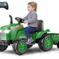 Olakids 12V Kids Ride On Tractor, Battery Powered Motorized Electric Car With Trailer, Dual Motors, Remote Control, Light, Music, Usb, Toddler Vehicle Toys For Boys Girls (Green)