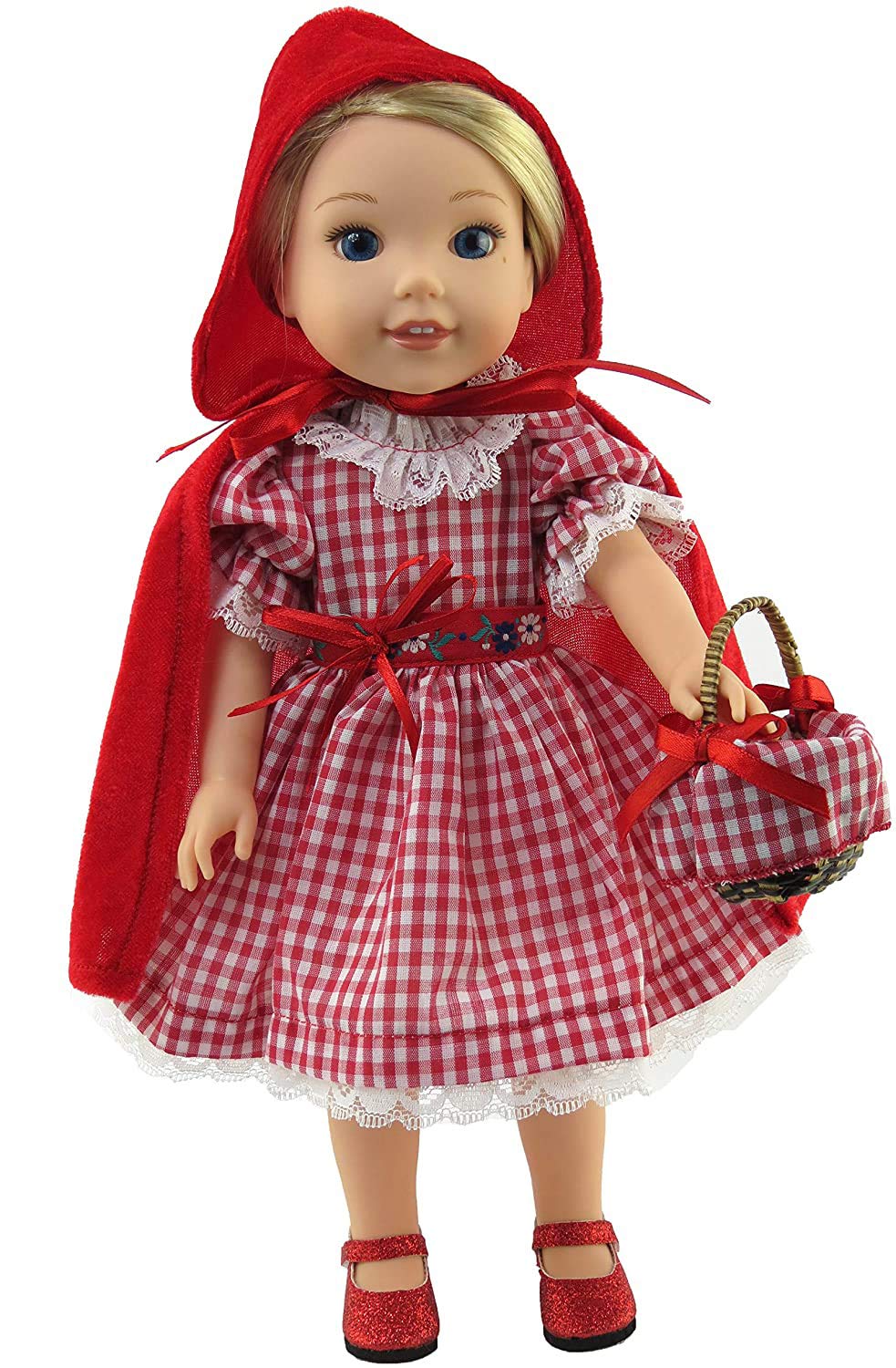 American Fashion World Little Red Riding Hood Dress for 14-Inch Dolls | enhanced Quality & Trendy Design | Dolls Clothes | Outfit Fashions for Dolls for Popular Brands