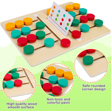 Augtoy Montessori Color Matching Learning Toys Sliding Puzzle For Kids 3 4 5 6 7 Years Old Preschool Logic Game Brain Teasers Boys Girls 2 Players Educational Wooden Toddler Travel Toys Gifts