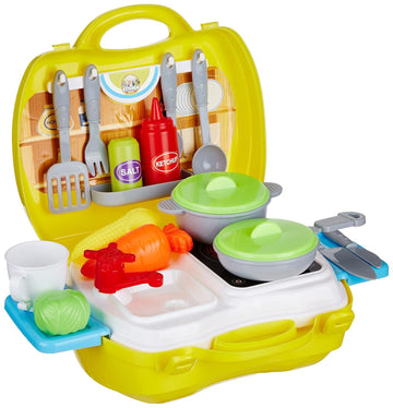 Kobbet Jam & Honey Kitchen Set for Kids | Pretend and Play Toy | Portable Suitcase with Realistic Cooking Toys | for Boys & Girl